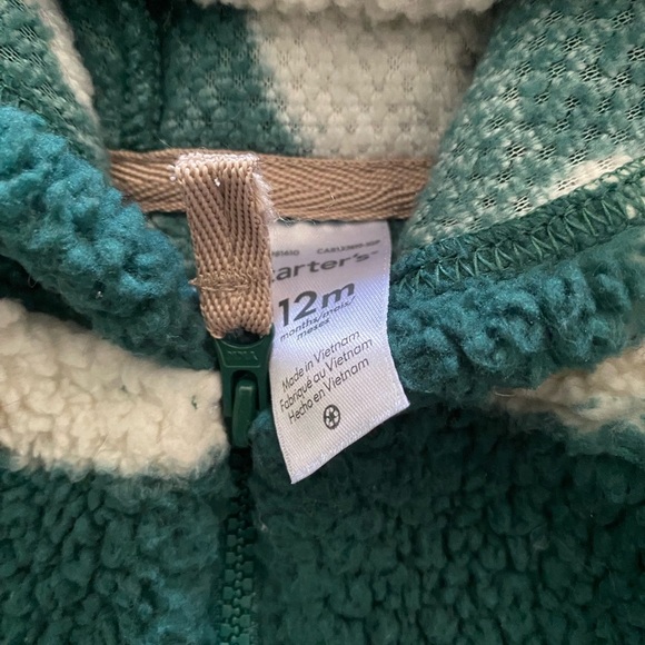 Carter's Green and Cream Teddy Bear Hoodie - Picture 3 of 4